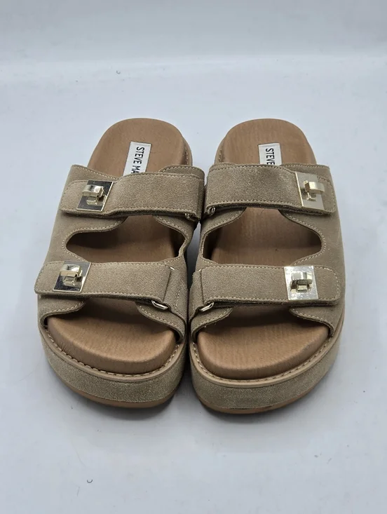Steve Madden Bigschmona Tan Suede Platform Sandals Size 7.5 - Picture 2 of 15